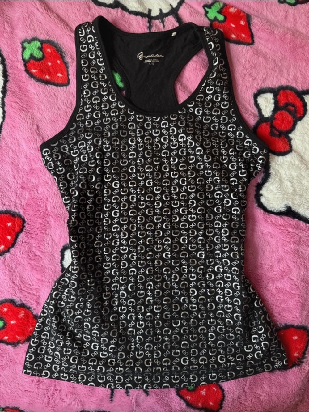 Y2K GUESS Tank Top W/Silver G Monogram